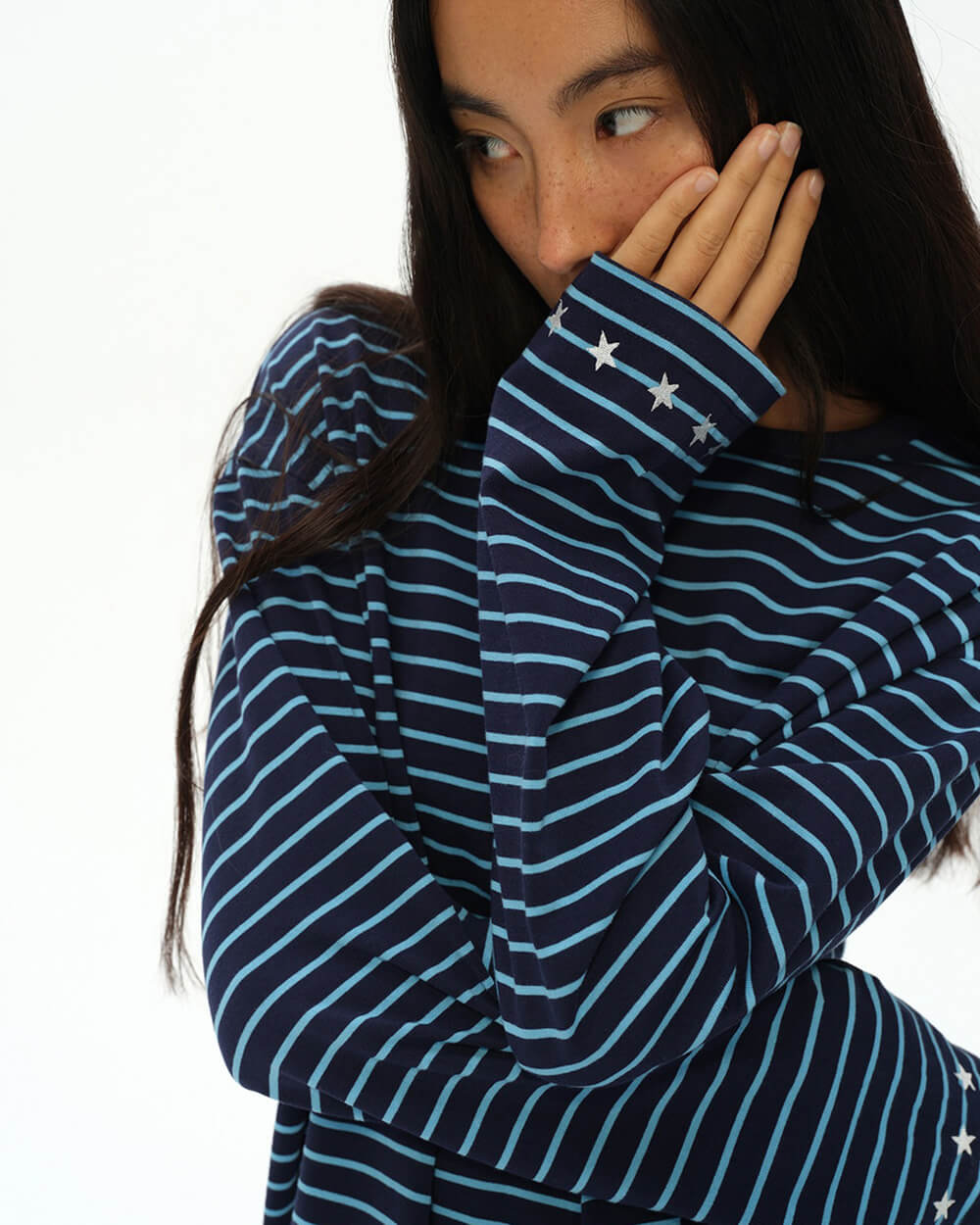 blue striped long sleeve tshirt boogzel clothing