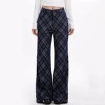 blue plaid wide leg pants boogzel clothing