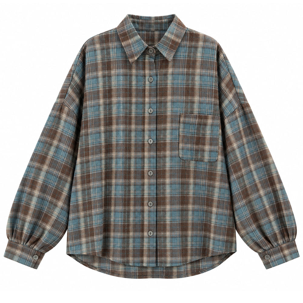 blue and brown plaid shirt boogzel clothing