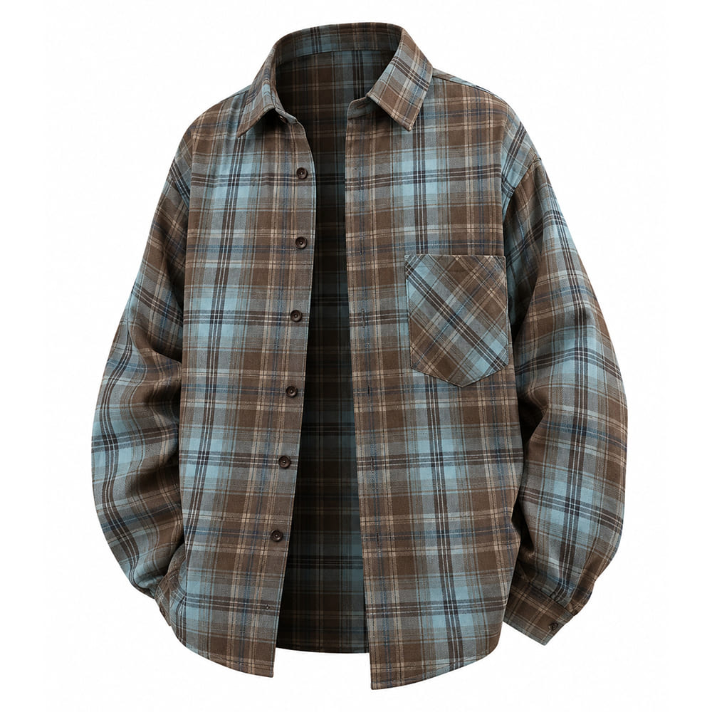 blue and brown plaid shirt boogzel clothing