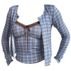 blue and brown plaid tank top and cardigan set boogzel clothing