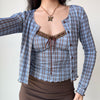 blue and brown plaid tank top and cardigan set boogzel clothing