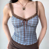 blue and brown plaid tank top boogzel clothing
