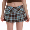 blue brown pleated mini skirt boogzel clothing