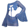 blue knit crochet top skirt set boogzel clothing