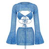 blue knit crochet top skirt set boogzel clothing