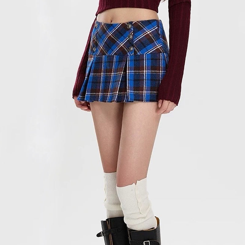 blue plaid micro skirt boogzel clothing