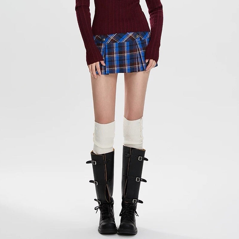 blue plaid micro skirt boogzel clothing