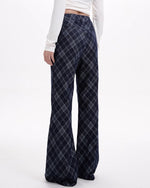 blue plaid wide leg pants boogzel clothing