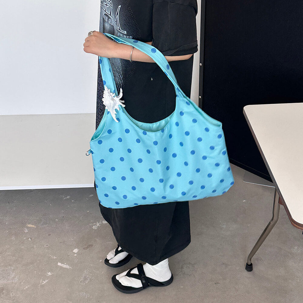 blue polka dot shoulder bag boogzel clothing