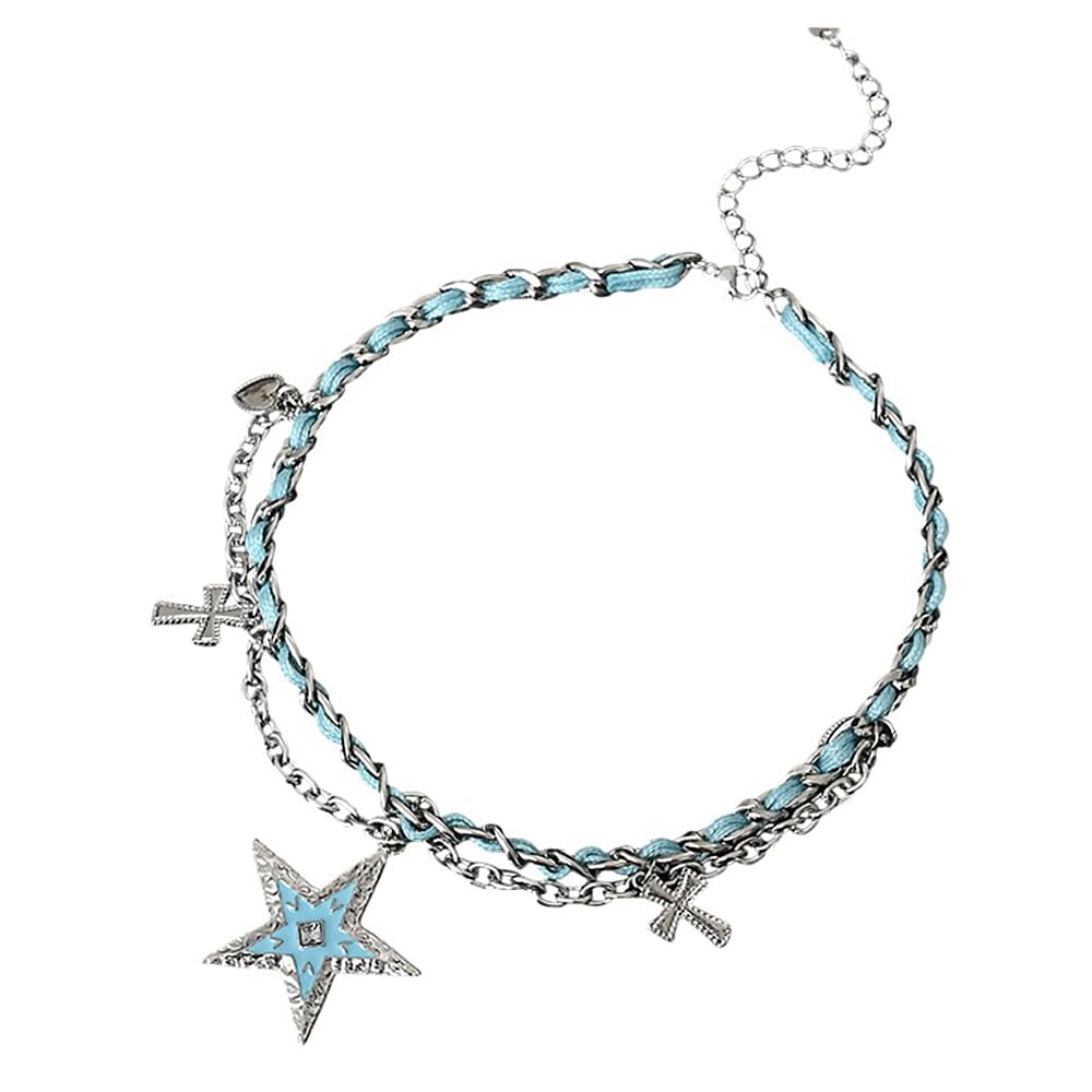 blue star choker necklace boogzel clothing
