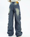 blue wide leg cargo jeans boogzel clothing