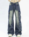 blue wide leg cargo jeans boogzel clothing