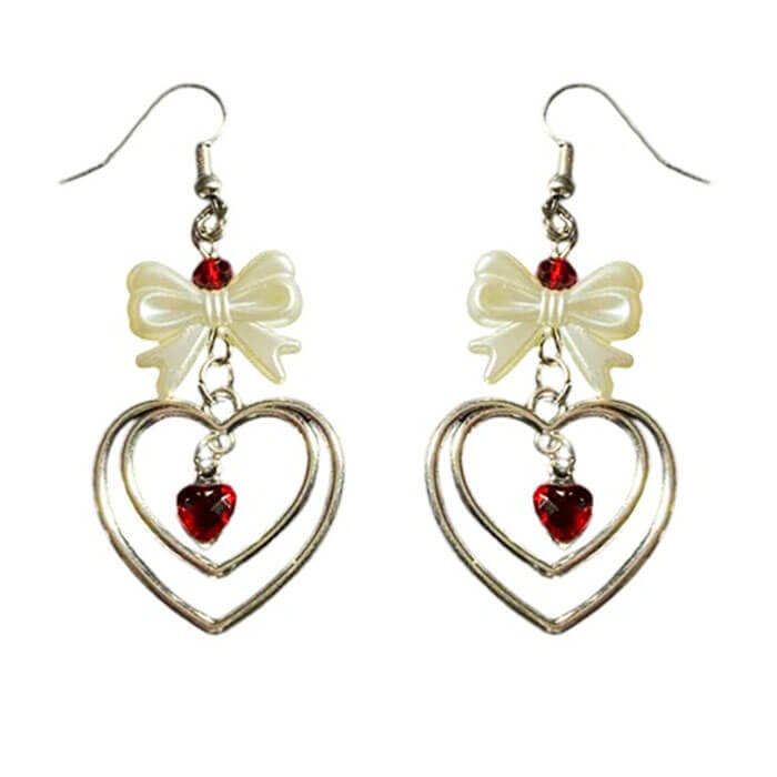 bow and heart coquette earrings boogzel clothing