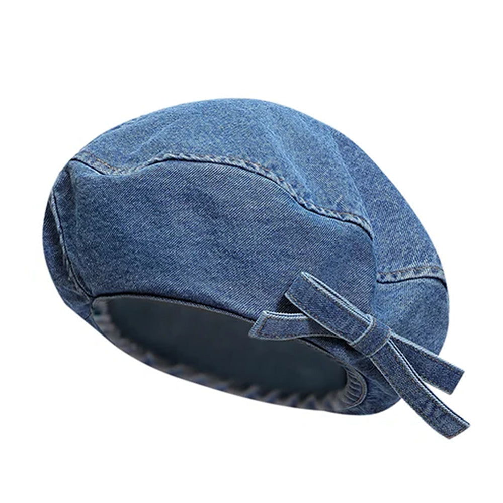 bow denim beret hat boogzel clothing