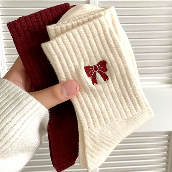 bow embroidery socks boogzel clothing