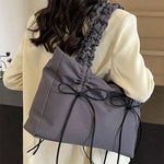 bow grey shoulder bag boogzel clothing