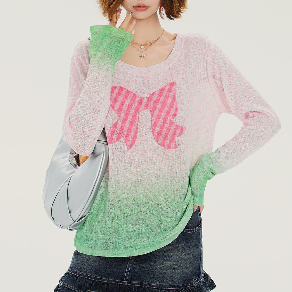 bowknot gradient knit pullover boogzel clothing