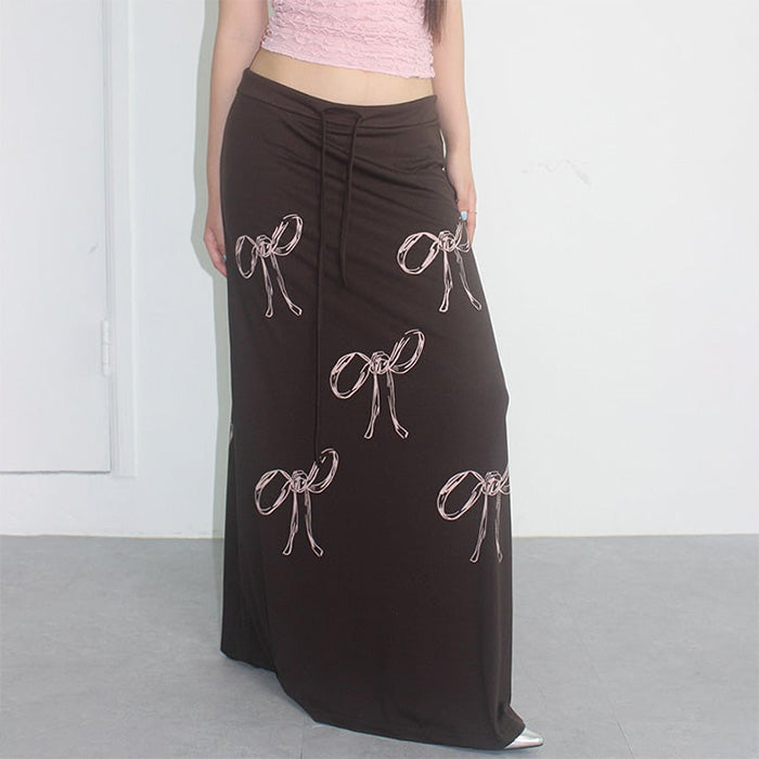 bow print maxi skirt boogzel clothing