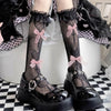 bows fishnet knee socks boogzel clothing