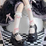 bows fishnet knee socks boogzel clothing