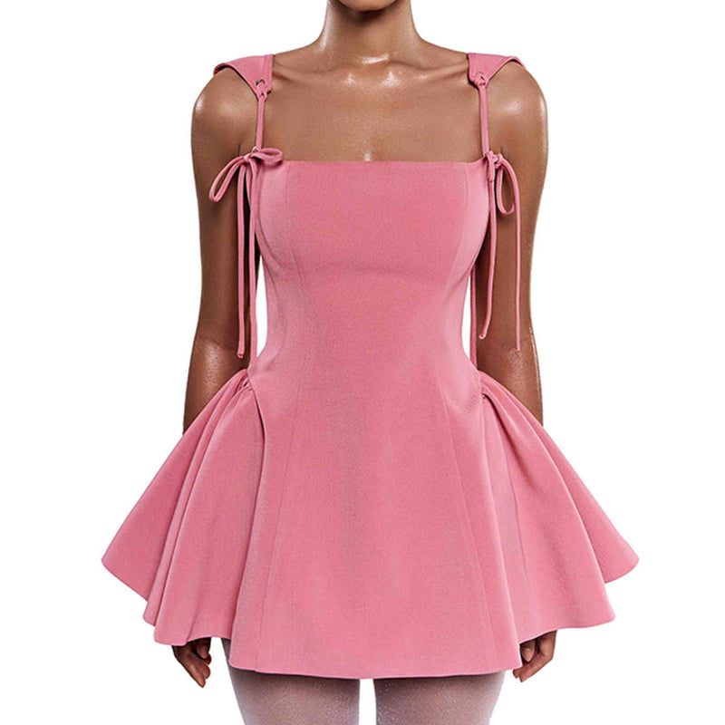 pink bow tie mini dress boogzel clothing