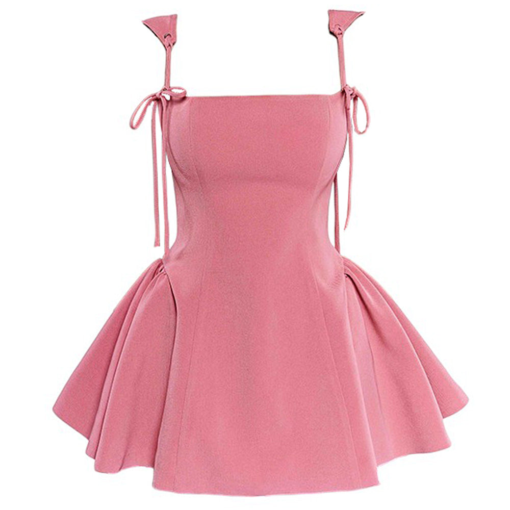 pink bow tie mini dress boogzel clothing