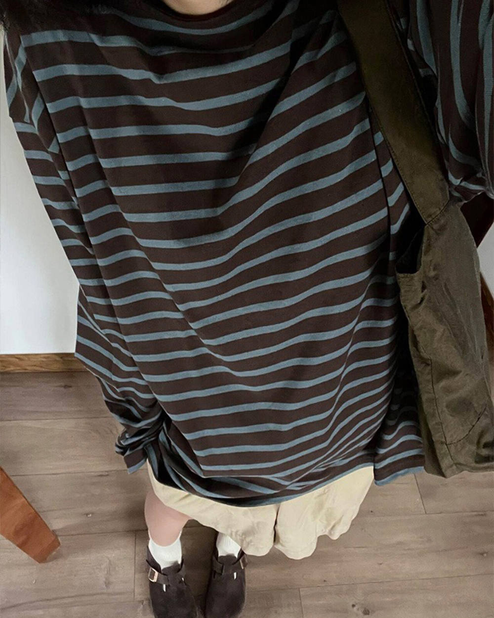 brown blue striped long sleeve t-shirt boogzel clothing