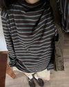 brown blue striped long sleeve t-shirt boogzel clothing