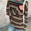 brown blue stripes sweater boogzel clothing