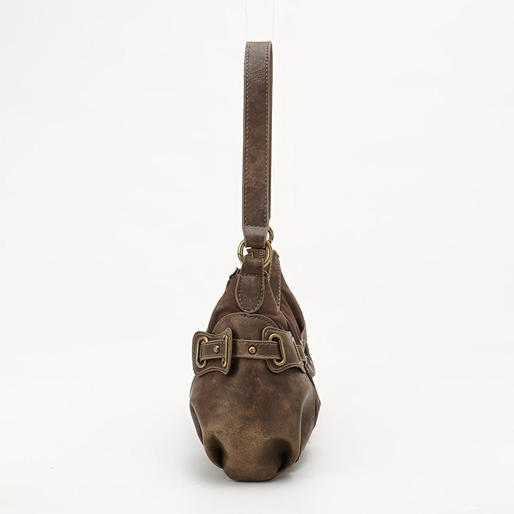 brown buckle strap shoulder bag boogzel clothing