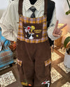 brown corduroy 90s cartoon dungarees boogzel clothing