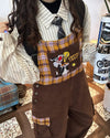 brown corduroy 90s cartoon dungarees boogzel clothing