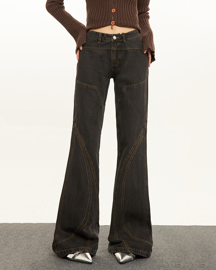  Brown Flare Jeans 90s style y2k aesthetic, brown jeans boogzel clothing