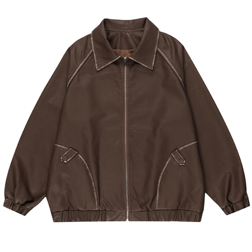 brown leather bomber jacket boogzel clothing