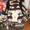 brown reindeer knit hooded cardigan boogzel clothing