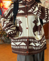 brown reindeer knit hooded cardigan boogzel clothing