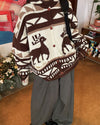 brown reindeer knit hooded cardigan boogzel clothing