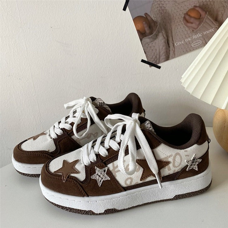brown star sneakers-boogzel-clothing