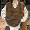 brown striped vest boogzel clothing