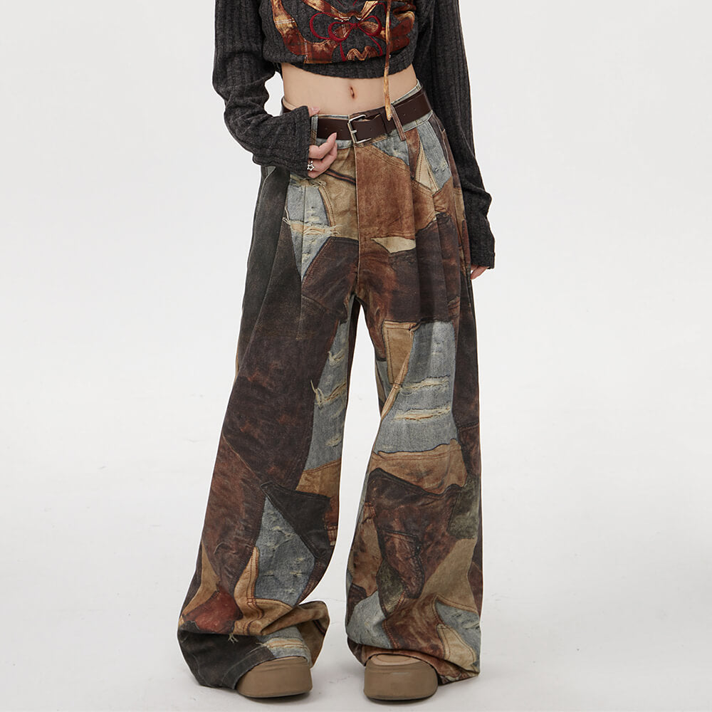 brown wide leg baggy pants boogzel clothing