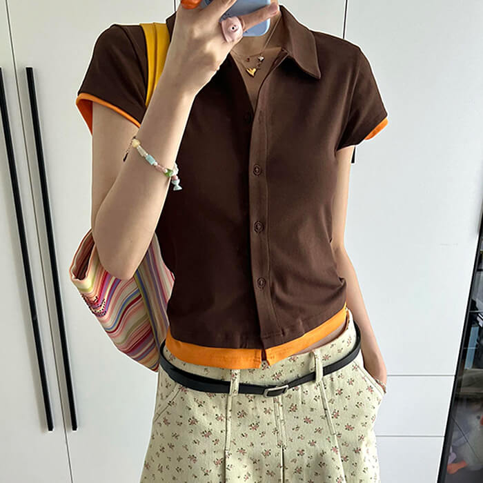 brown button up polo tee boogzel clothing