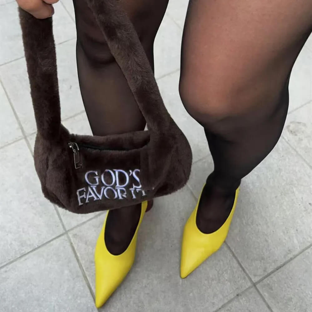 brown fluffy bag boogzel clothing