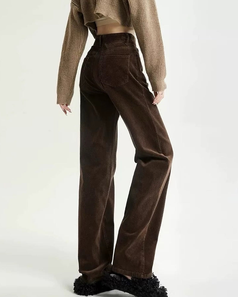 brown high-rise cord pants boogzel clothing