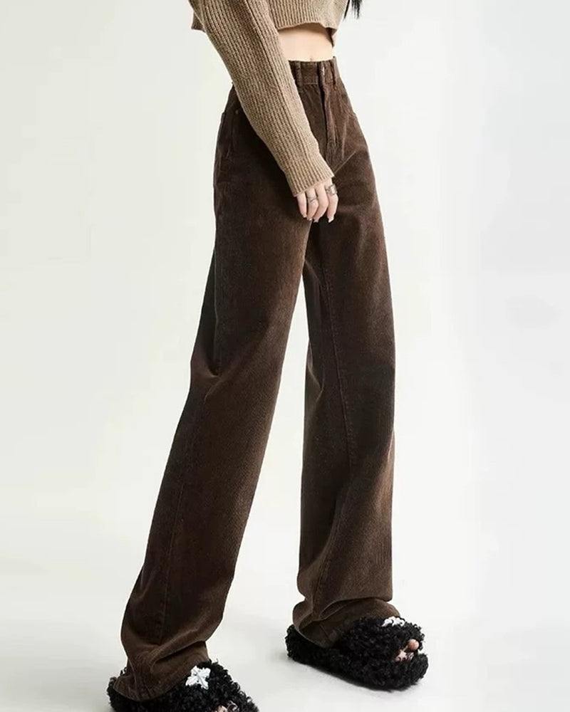 brown high-rise cord pants boogzel clothing