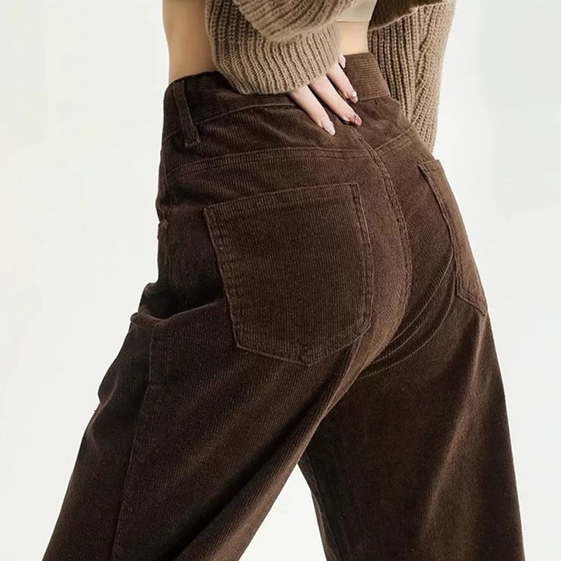 brown high-rise cord pants boogzel clothing