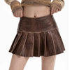 brown leather pleated skirt boogzel clothing