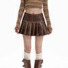 brown leather pleated skirt boogzel clothing