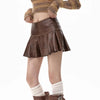 brown leather pleated skirt boogzel clothing