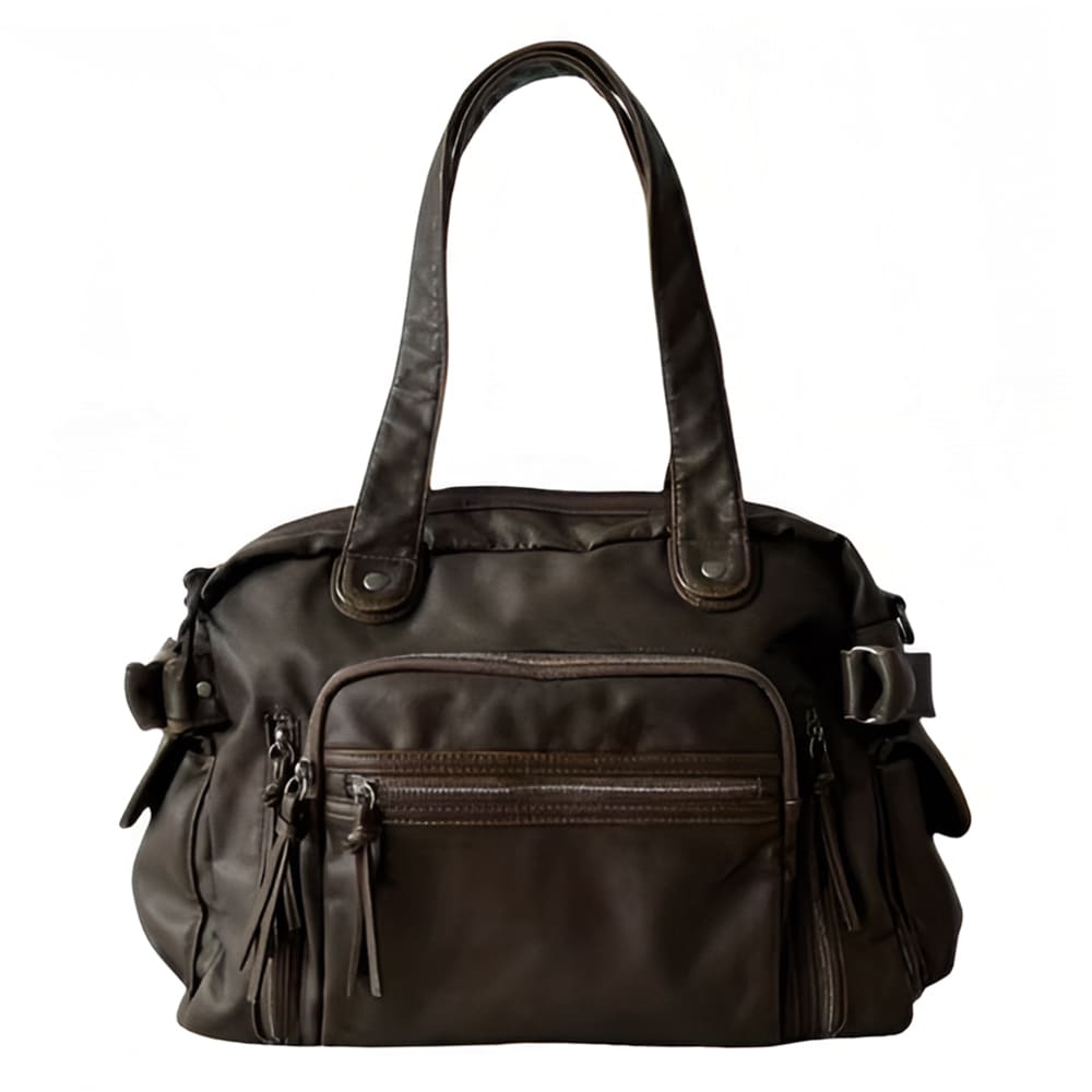 brown multi pocket shoulder bag boogzel clothing
